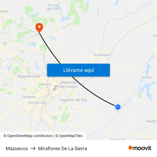 Mazuecos to Miraflores De La Sierra map