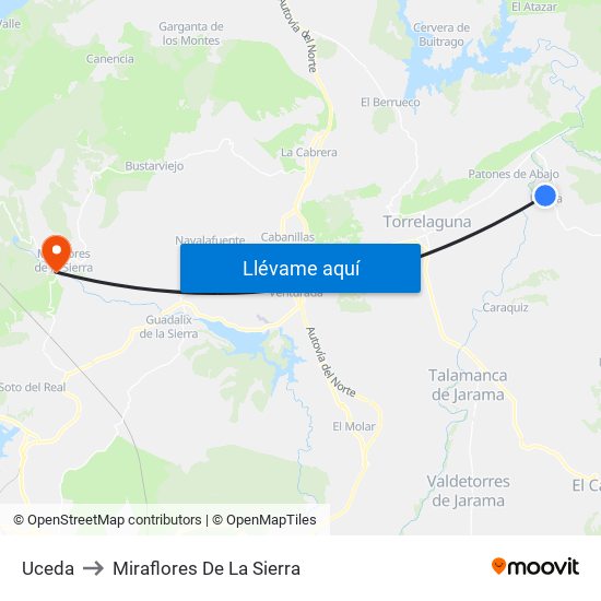 Uceda to Miraflores De La Sierra map
