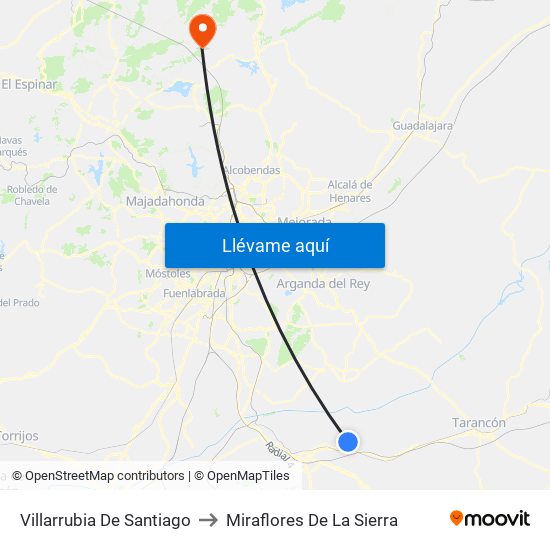 Villarrubia De Santiago to Miraflores De La Sierra map