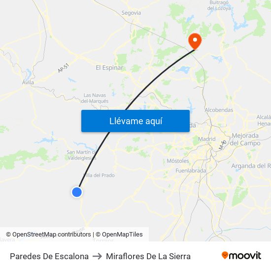 Paredes De Escalona to Miraflores De La Sierra map