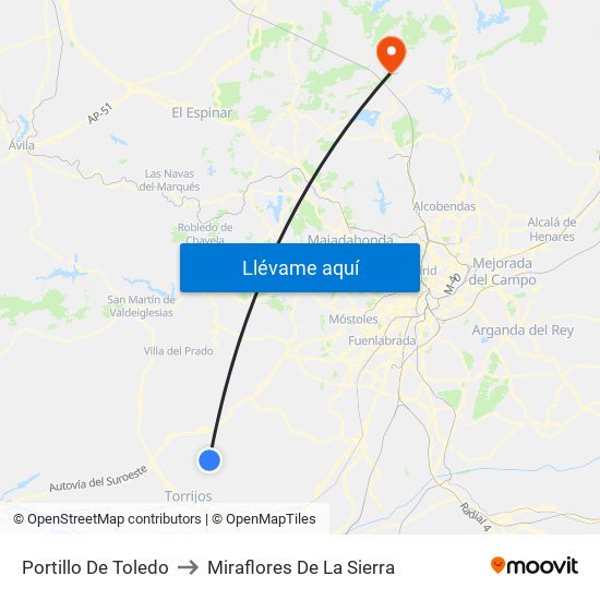 Portillo De Toledo to Miraflores De La Sierra map
