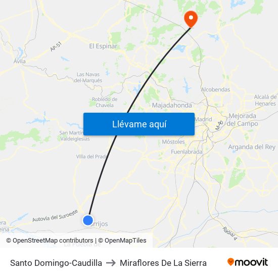 Santo Domingo-Caudilla to Miraflores De La Sierra map