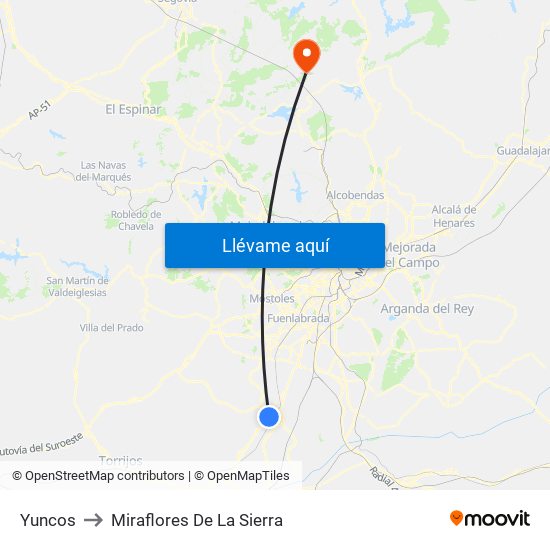 Yuncos to Miraflores De La Sierra map