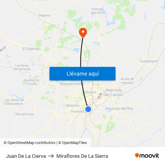 Juan De La Cierva to Miraflores De La Sierra map