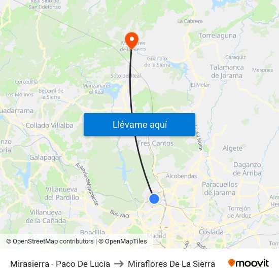 Mirasierra - Paco De Lucía to Miraflores De La Sierra map