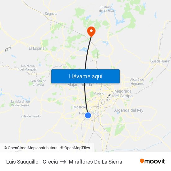 Luis Sauquillo - Grecia to Miraflores De La Sierra map