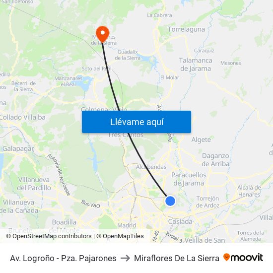 Av. Logroño - Pza. Pajarones to Miraflores De La Sierra map