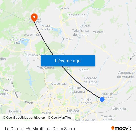 La Garena to Miraflores De La Sierra map
