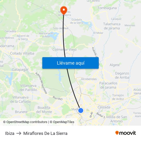 Ibiza to Miraflores De La Sierra map