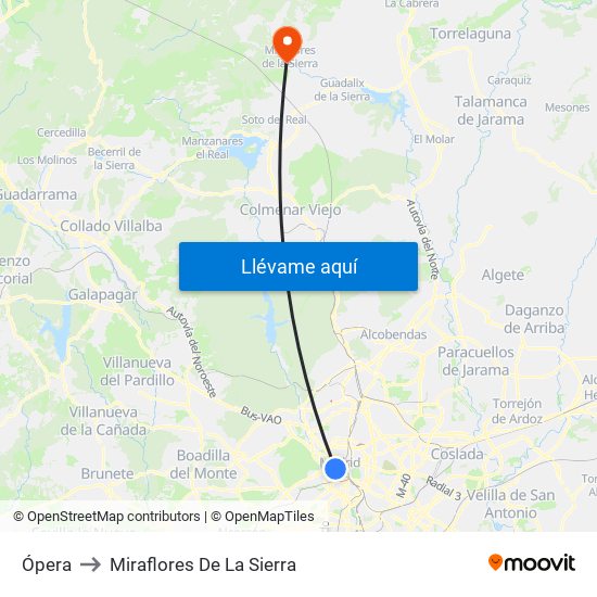 Ópera to Miraflores De La Sierra map
