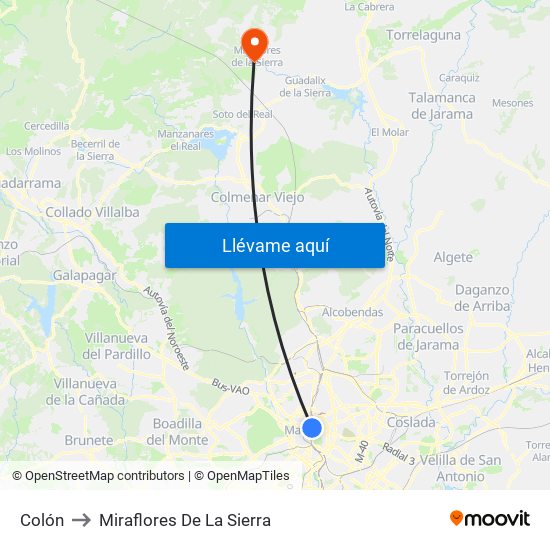 Colón to Miraflores De La Sierra map