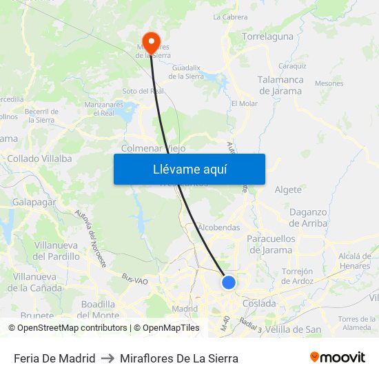 Feria De Madrid to Miraflores De La Sierra map