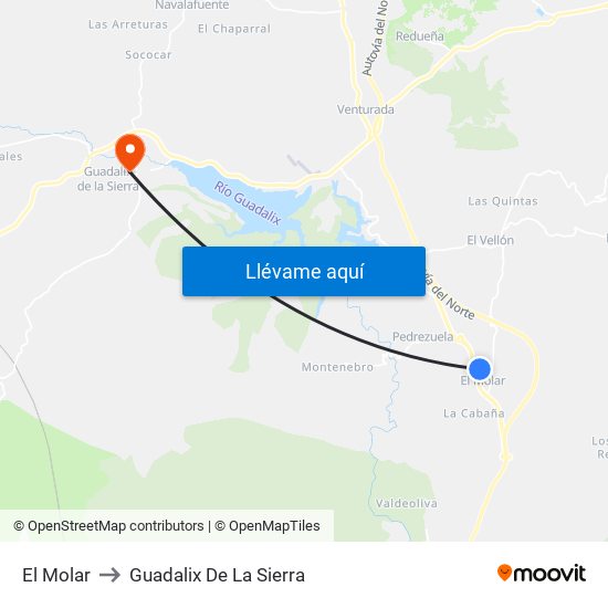 El Molar to Guadalix De La Sierra map