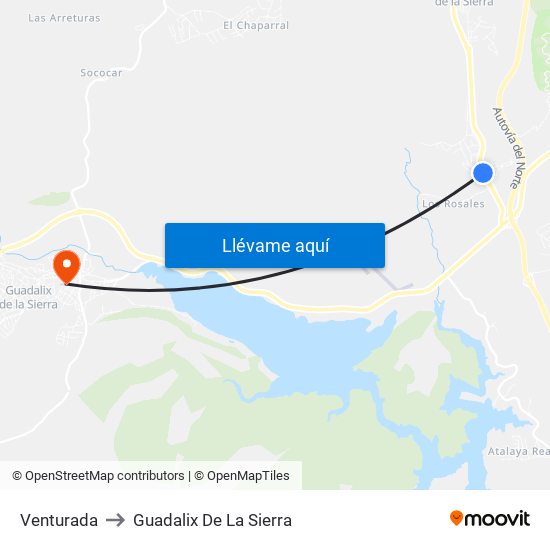 Venturada to Guadalix De La Sierra map