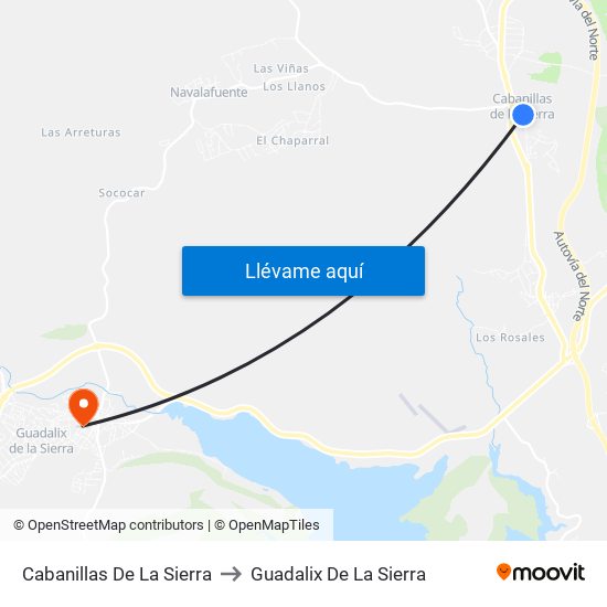 Cabanillas De La Sierra to Guadalix De La Sierra map