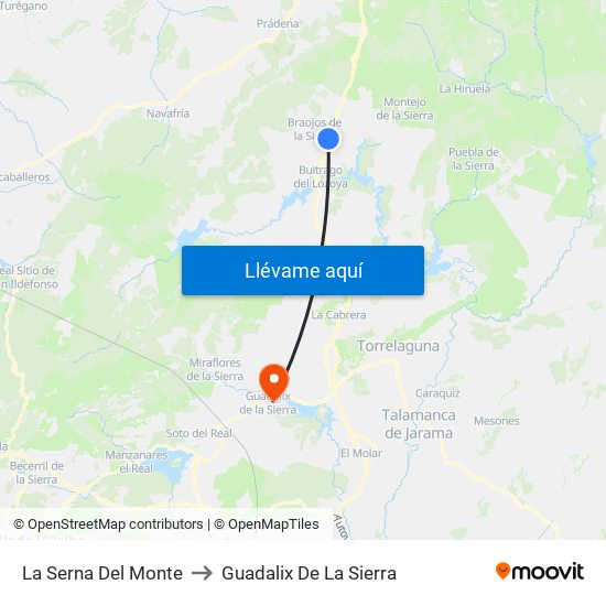 La Serna Del Monte to Guadalix De La Sierra map