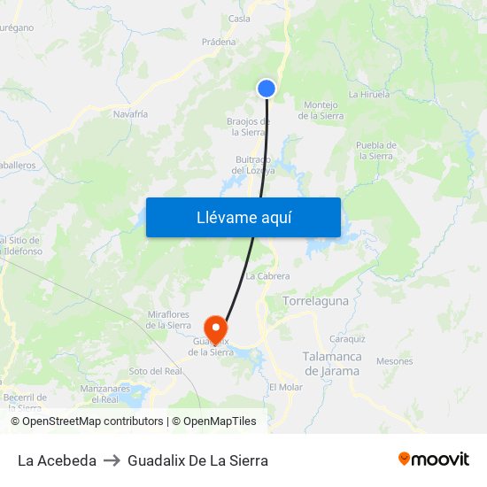 La Acebeda to Guadalix De La Sierra map