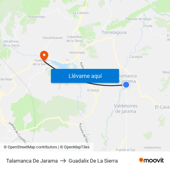 Talamanca De Jarama to Guadalix De La Sierra map