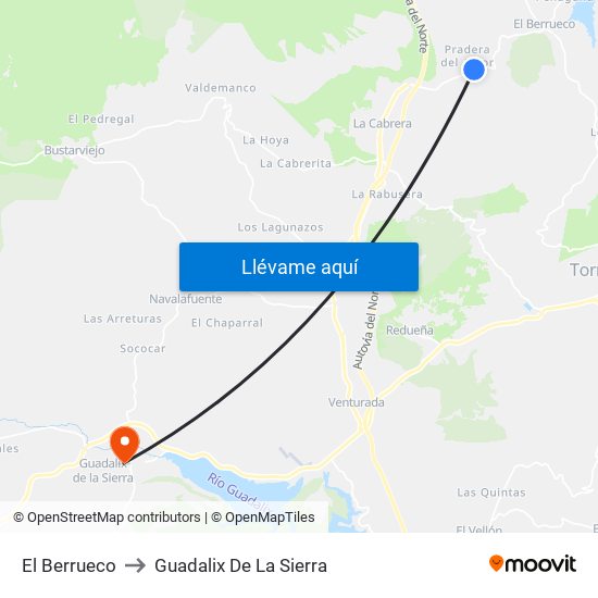 El Berrueco to Guadalix De La Sierra map