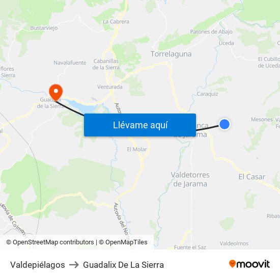 Valdepiélagos to Guadalix De La Sierra map