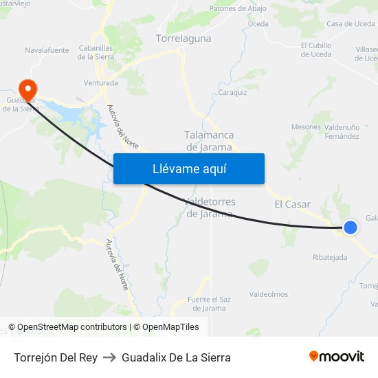 Torrejón Del Rey to Guadalix De La Sierra map