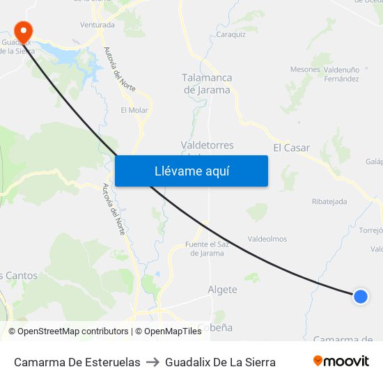Camarma De Esteruelas to Guadalix De La Sierra map