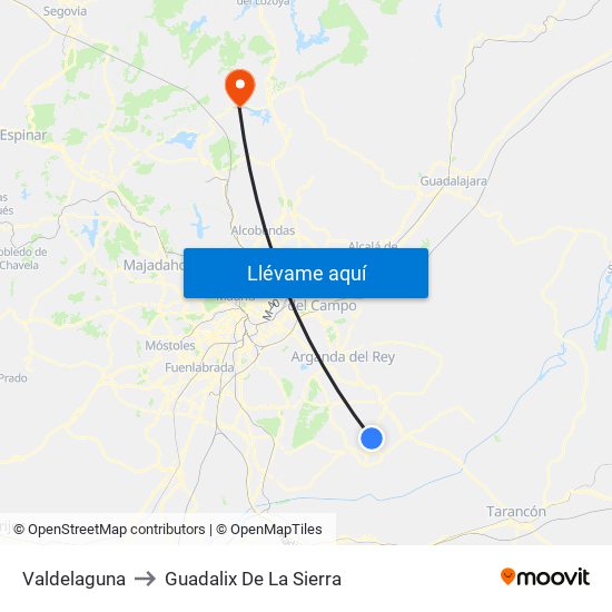Valdelaguna to Guadalix De La Sierra map