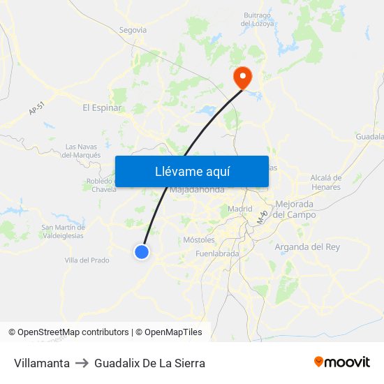 Villamanta to Guadalix De La Sierra map