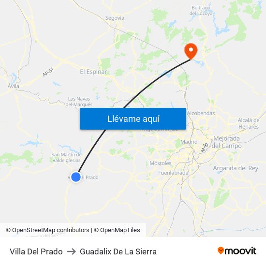 Villa Del Prado to Guadalix De La Sierra map