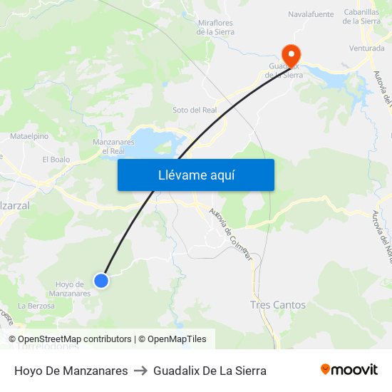 Hoyo De Manzanares to Guadalix De La Sierra map