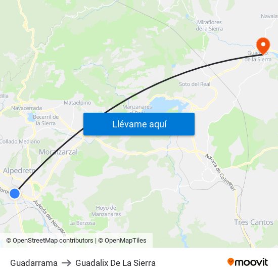 Guadarrama to Guadalix De La Sierra map