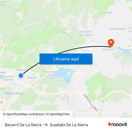 Becerril De La Sierra to Guadalix De La Sierra map
