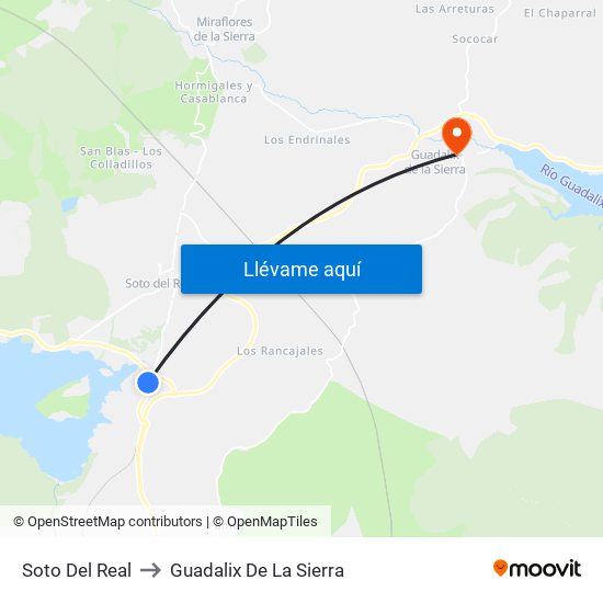 Soto Del Real to Guadalix De La Sierra map