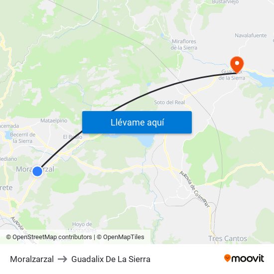 Moralzarzal to Guadalix De La Sierra map