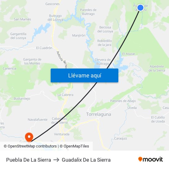 Puebla De La Sierra to Guadalix De La Sierra map