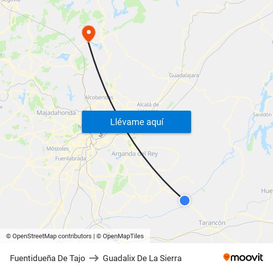 Fuentidueña De Tajo to Guadalix De La Sierra map