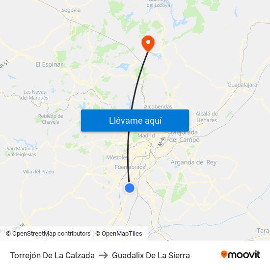 Torrejón De La Calzada to Guadalix De La Sierra map