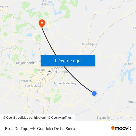 Brea De Tajo to Guadalix De La Sierra map