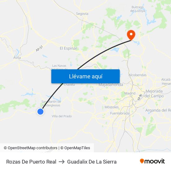 Rozas De Puerto Real to Guadalix De La Sierra map