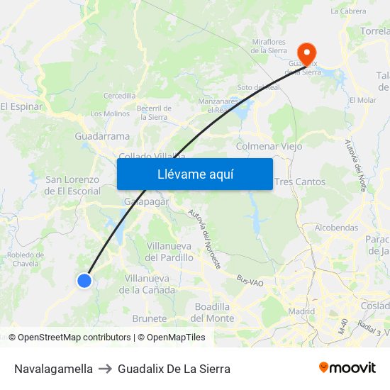 Navalagamella to Guadalix De La Sierra map