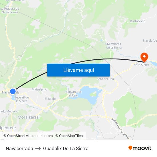 Navacerrada to Guadalix De La Sierra map