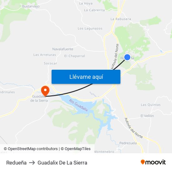 Redueña to Guadalix De La Sierra map