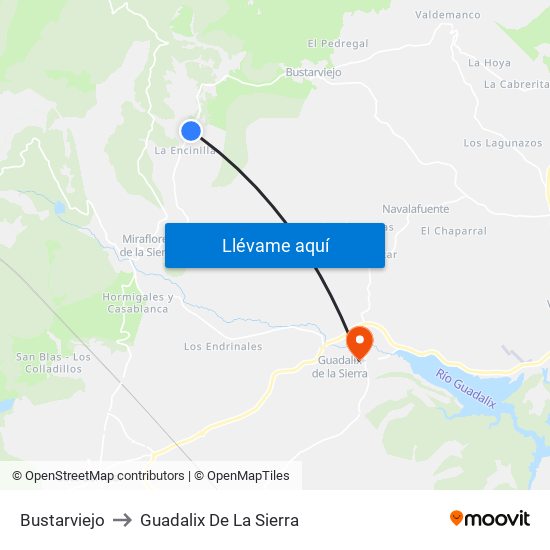 Bustarviejo to Guadalix De La Sierra map