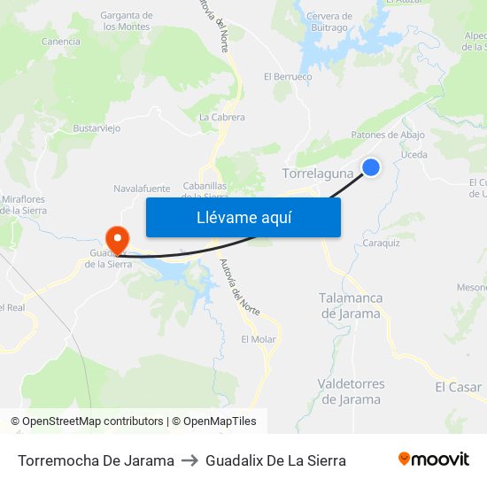 Torremocha De Jarama to Guadalix De La Sierra map