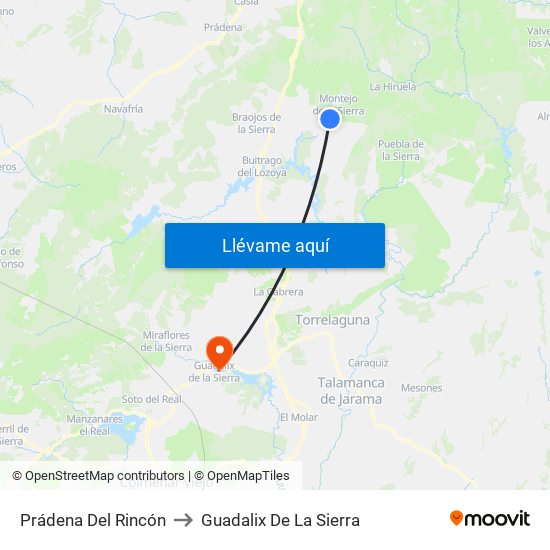 Prádena Del Rincón to Guadalix De La Sierra map