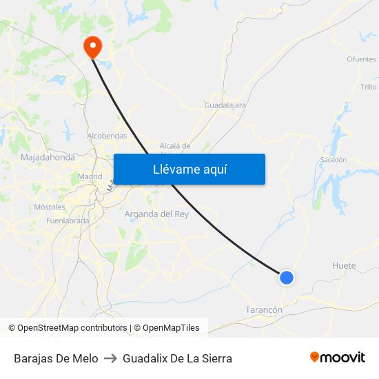 Barajas De Melo to Guadalix De La Sierra map