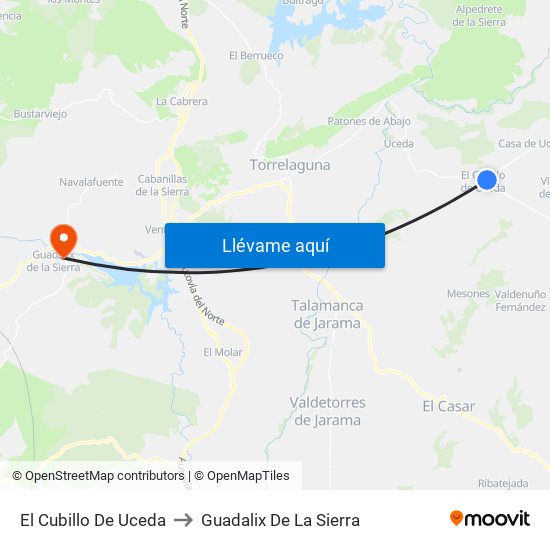 El Cubillo De Uceda to Guadalix De La Sierra map