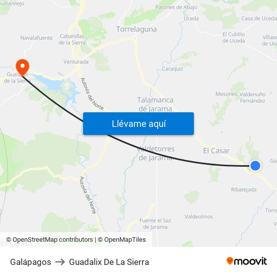 Galápagos to Guadalix De La Sierra map