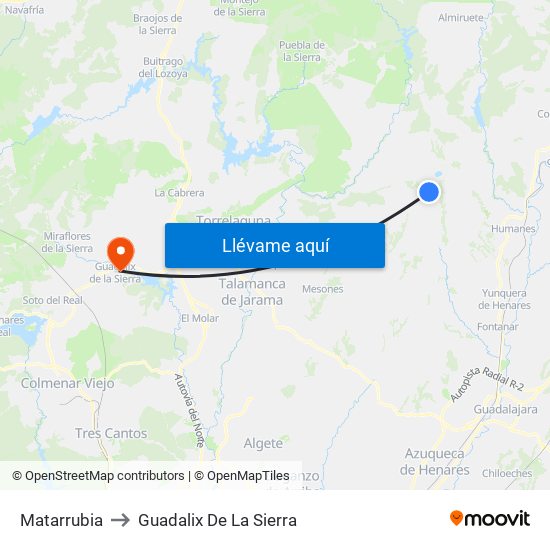 Matarrubia to Guadalix De La Sierra map