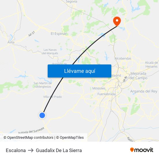 Escalona to Guadalix De La Sierra map